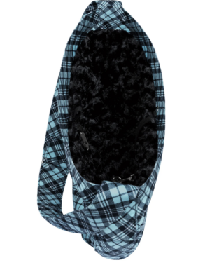 Printed Cuddle Dog Carrier in Tiffi Plaid with Black Curly Sue Liner